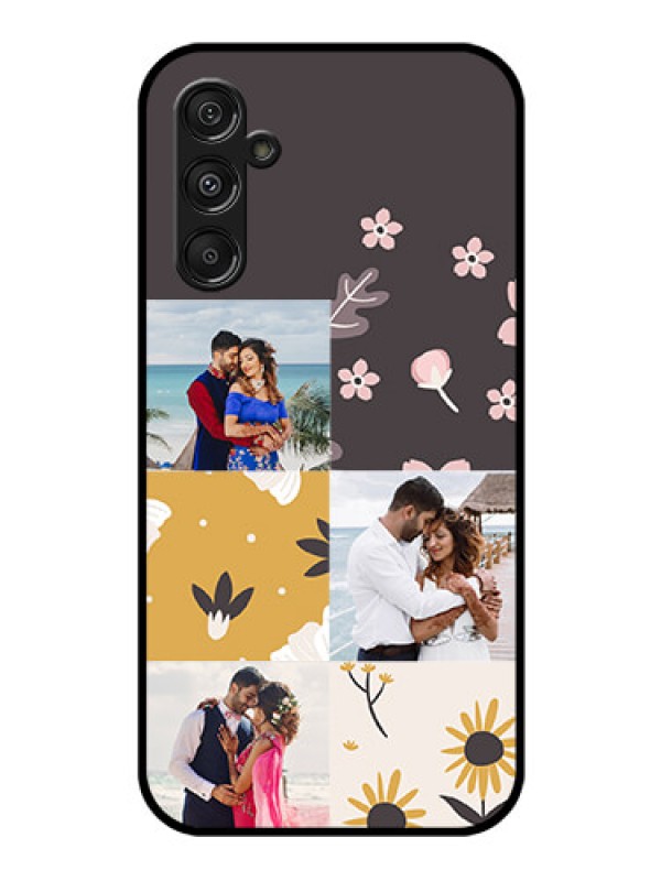 Custom Samsung Galaxy M34 5G Photo Printing on Glass Case - 3 Images with Floral Design