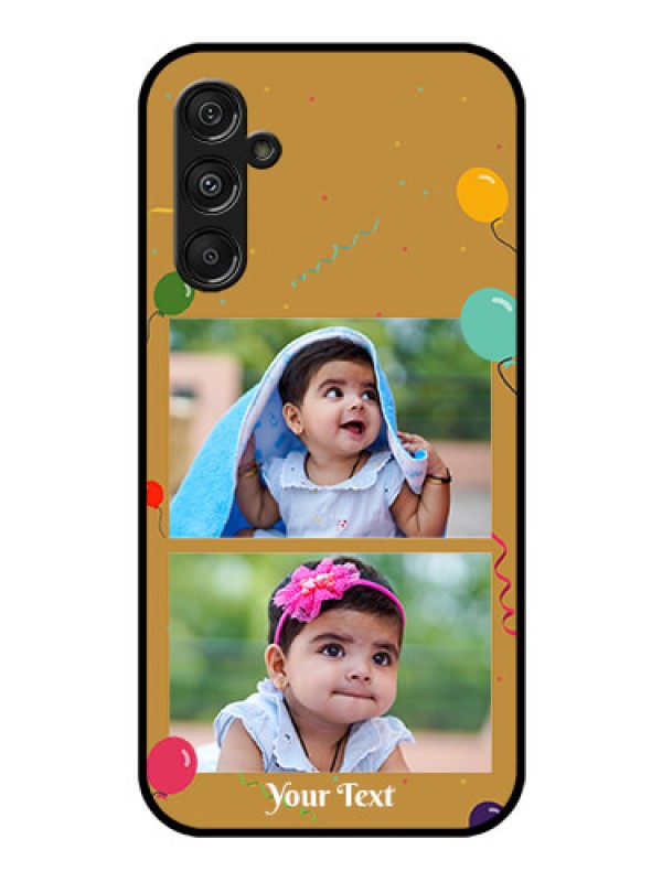 Custom Samsung Galaxy M34 5G Personalized Glass Phone Case - Image Holder with Birthday Celebrations Design