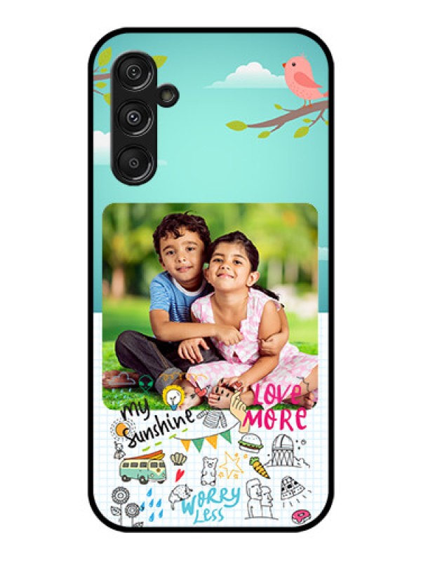 Custom Samsung Galaxy M34 5G Photo Printing on Glass Case - Doodle love Design