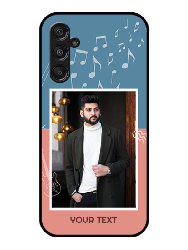 Custom Samsung Galaxy M34 5G Photo Printing on Glass Case - with Color Musical Note Design
