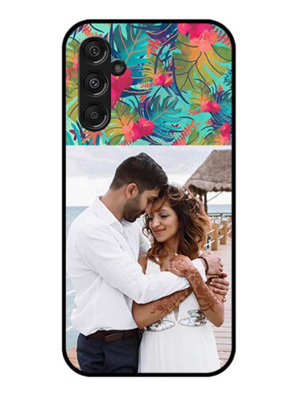 Custom Samsung Galaxy M34 5G Photo Printing on Glass Case - Watercolor Floral Design