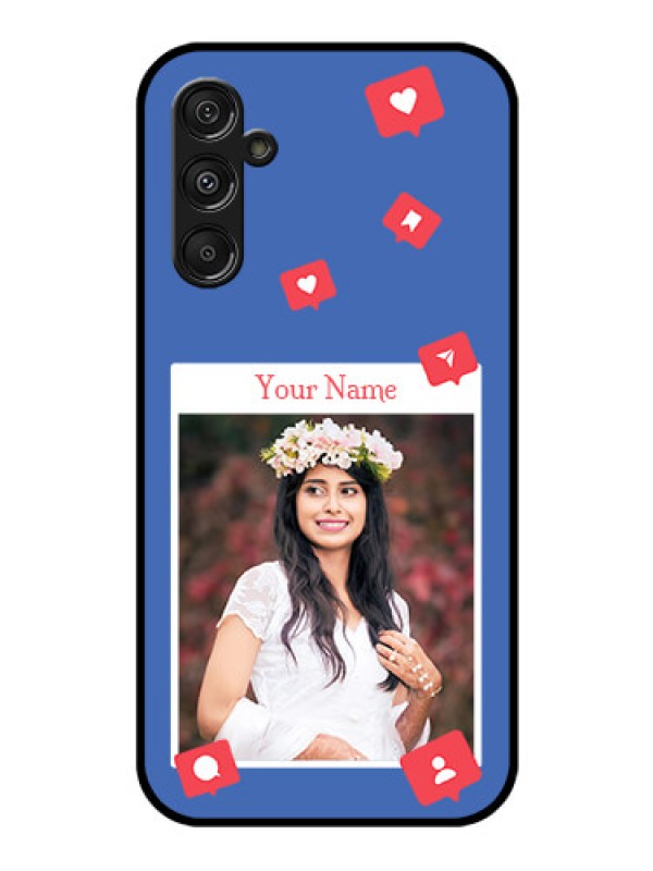 Custom Samsung Galaxy M34 5G Custom Glass Phone Case - Like Share And Comment Design