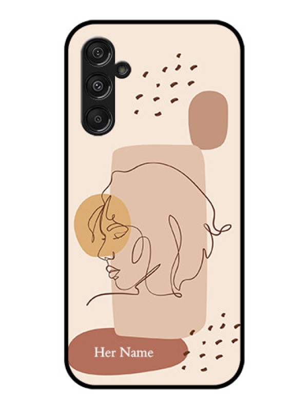Custom Samsung Galaxy M34 5G Photo Printing on Glass Case - Calm Woman line art Design