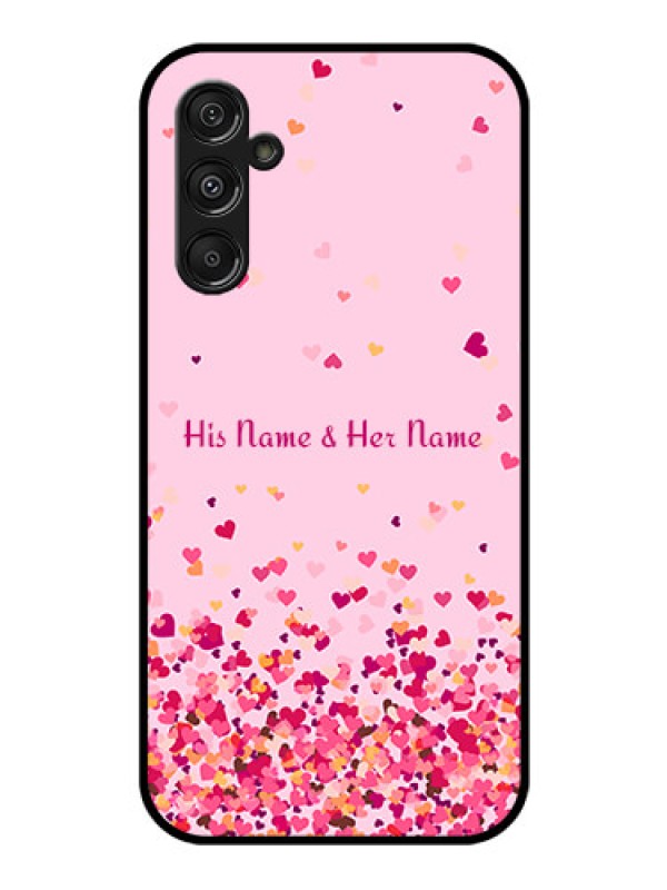 Custom Samsung Galaxy M34 5G Photo Printing on Glass Case - Floating Hearts Design
