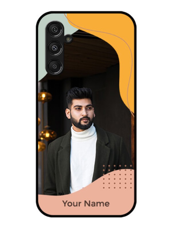 Custom Samsung Galaxy M34 5G Personalized Glass Phone Case - Tri-coloured overlay design