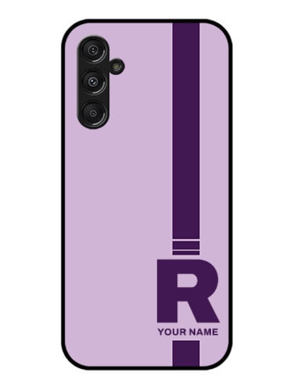 Custom Samsung Galaxy M34 5G Photo Printing on Glass Case - Simple dual tone stripe with name Design
