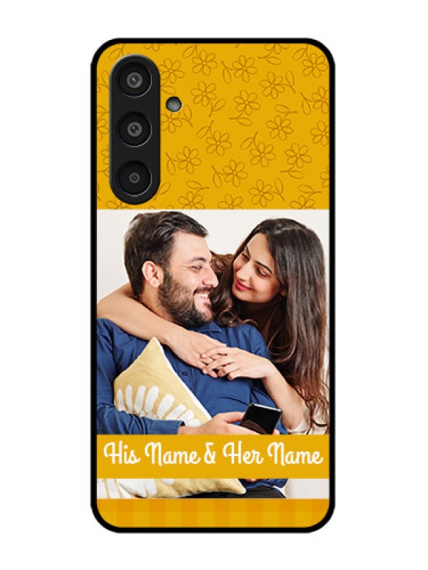Custom Samsung Galaxy M35 5G Custom Glass Phone CaseYellow Floral Design