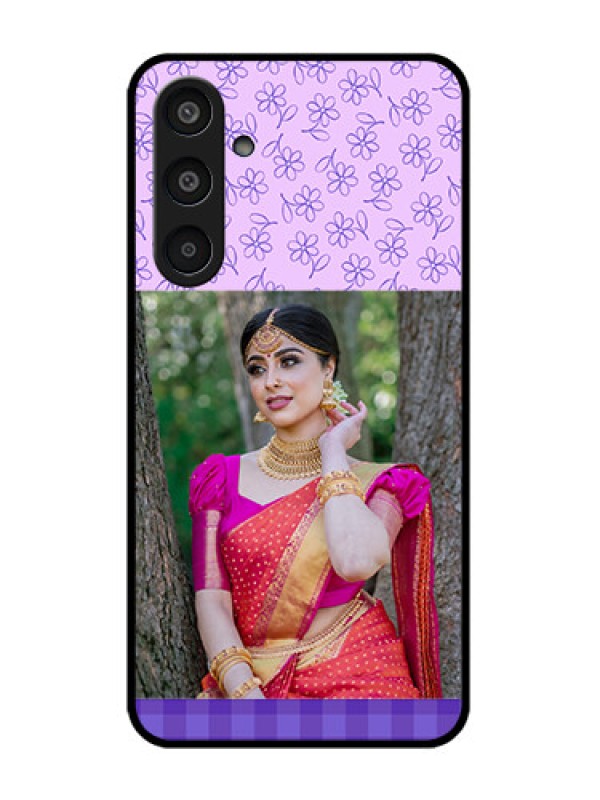 Custom Samsung Galaxy M35 5G Custom Glass Phone CasePurple Floral Design