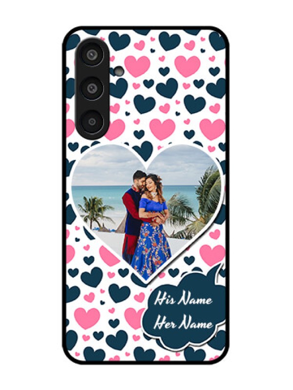 Custom Samsung Galaxy M35 5G Custom Glass Phone CasePink and Blue Heart Design