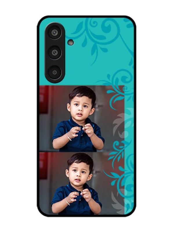 Custom Samsung Galaxy M35 5G Custom Glass Phone CaseWith Photo And Green Floral Design