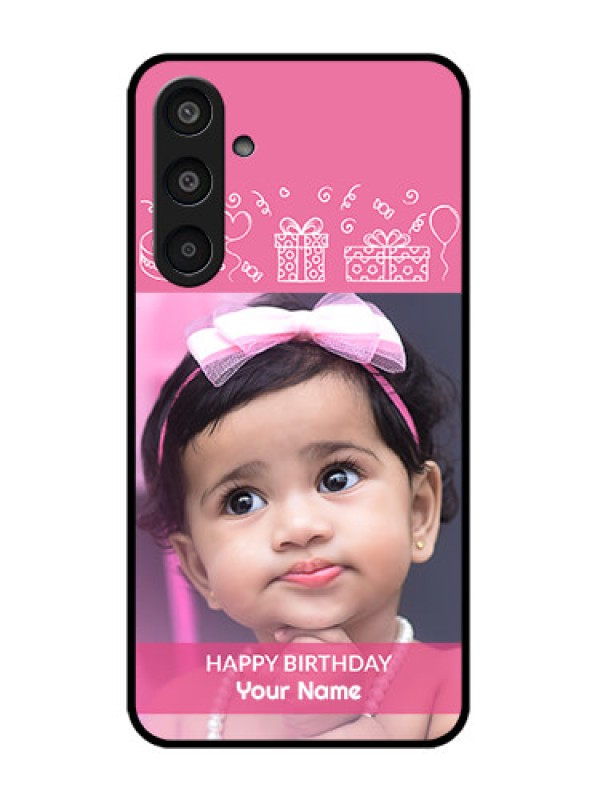 Custom Samsung Galaxy M35 5G Custom Glass Phone CaseWith Birthday Line Art Design