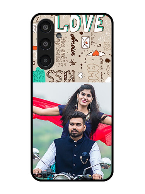 Custom Samsung Galaxy M35 5G Custom Glass Phone CaseLove Doodle Pattern