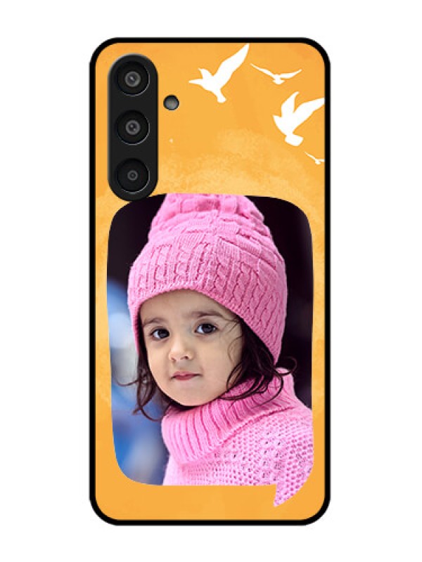 Custom Samsung Galaxy M35 5G Custom Glass Phone CaseWater Color Design With Bird Icons