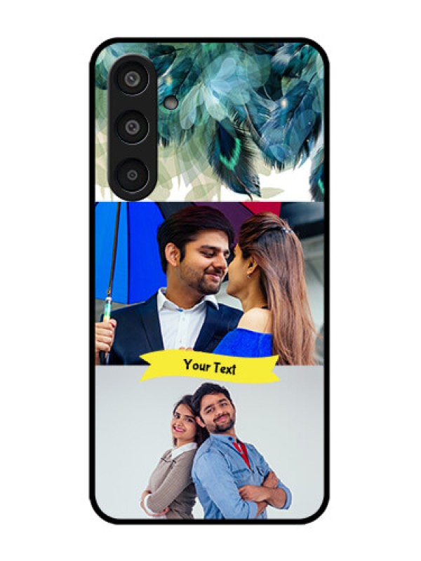 Custom Samsung Galaxy M35 5G Custom Glass Phone CaseImage With Boho Peacock Feather Design