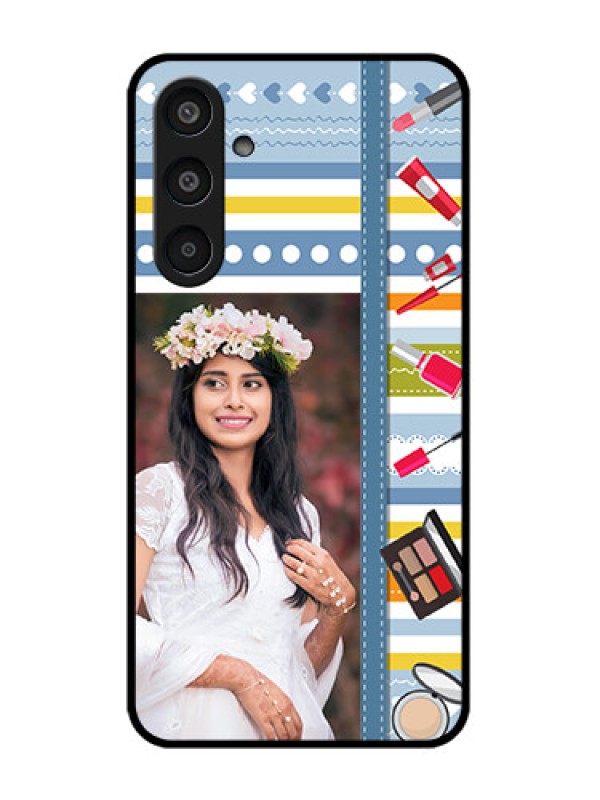 Custom Samsung Galaxy M35 5G Custom Glass Phone CaseMakeup Icons Design