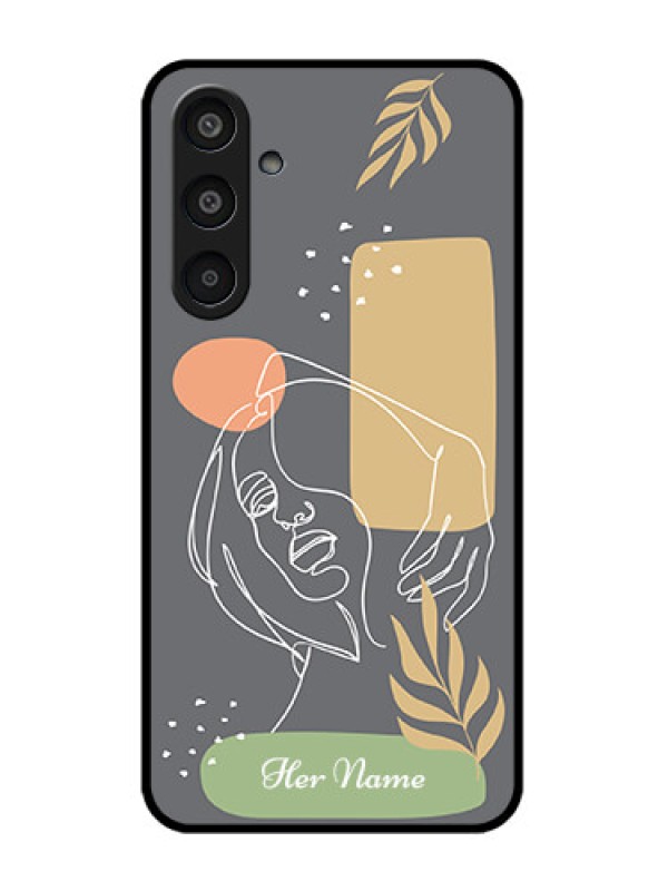 Custom Samsung Galaxy M35 5G Custom Glass Phone CaseGazing Woman Line Art Design