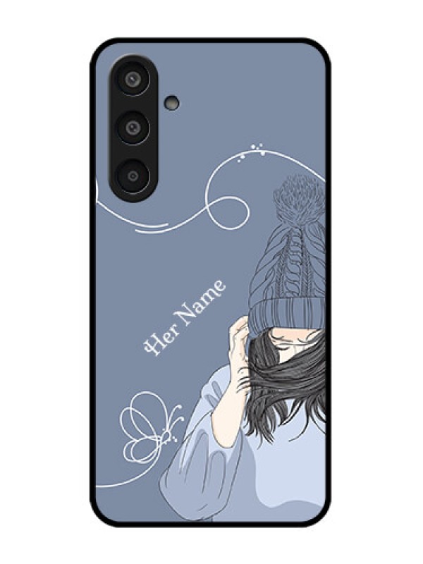 Custom Samsung Galaxy M35 5G Custom Glass Phone CaseGirl In Winter Outfit Design