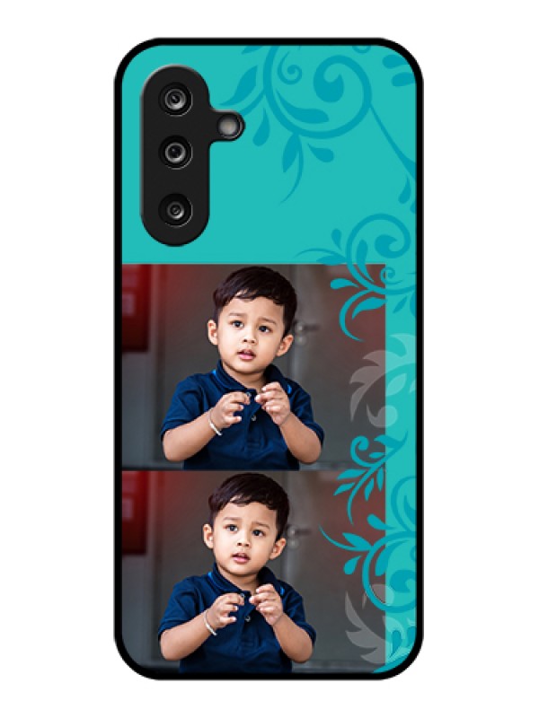 Custom Samsung Galaxy M36 5G Custom Glass Phone Case - With Photo And Green Floral Design