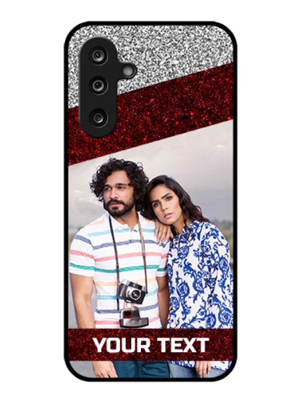 Custom Samsung Galaxy M36 5G Custom Glass Phone Case - Image Holder With Glitter Strip Design