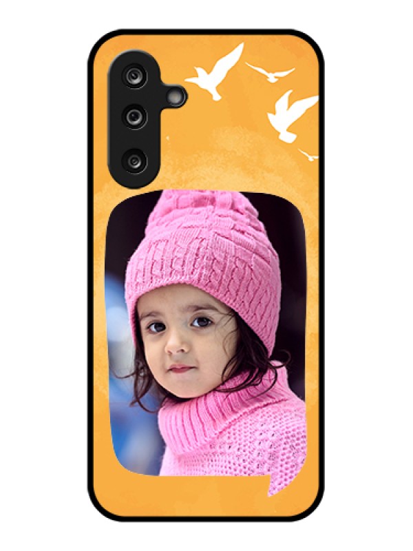 Custom Samsung Galaxy M36 5G Custom Glass Phone Case - Water Color Design With Bird Icons