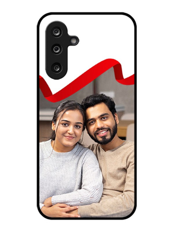 Custom Samsung Galaxy M36 5G Custom Glass Phone Case - Red Ribbon Frame Design