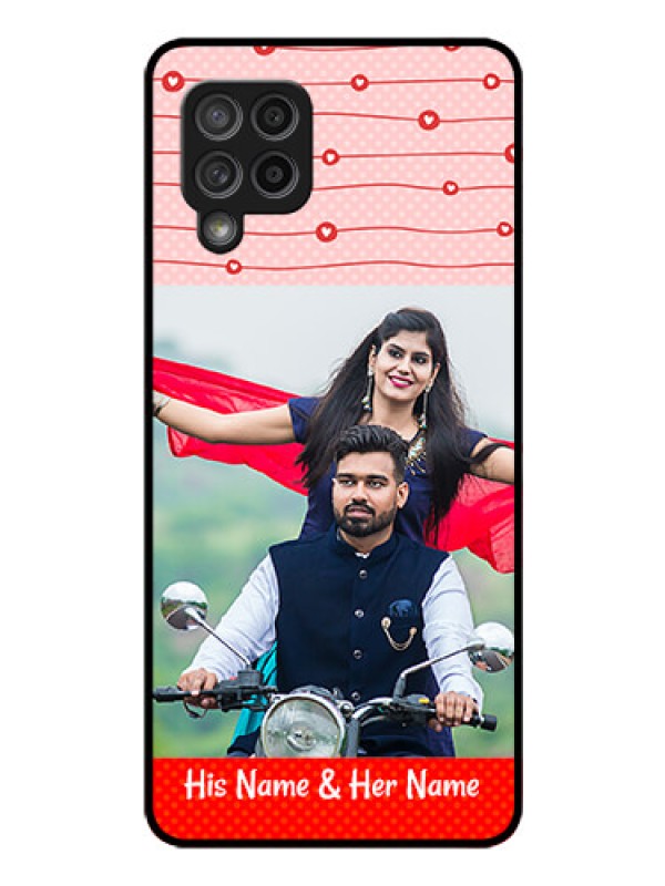 Custom Galaxy M42 5G Personalized Glass Phone Case - Red Pattern Case Design