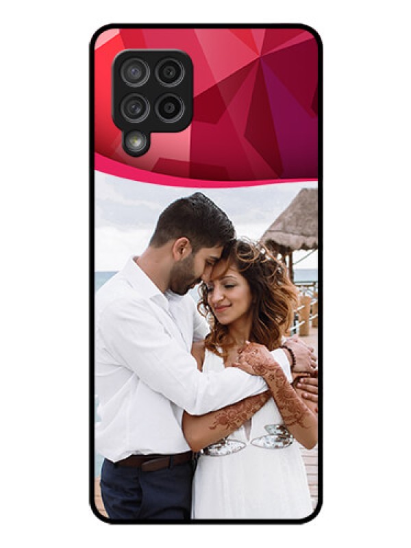 Custom Galaxy M42 5G Custom Glass Mobile Case - Red Abstract Design