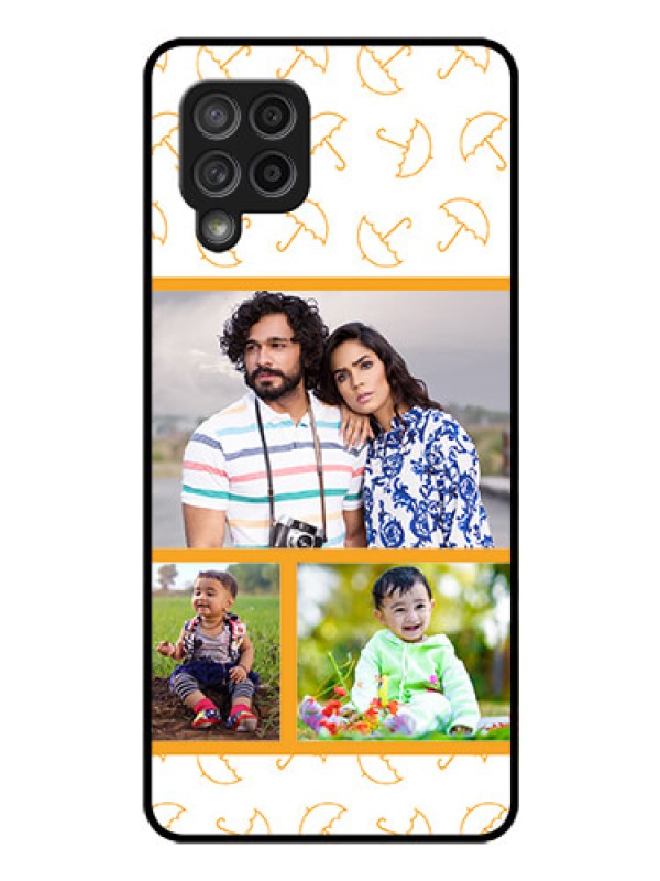 Custom Galaxy M42 5G Custom Glass Mobile Case - Yellow Pattern Design