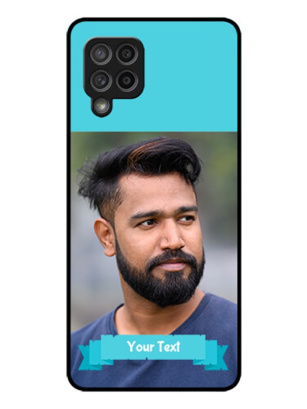 Custom Galaxy M42 5G Personalized Glass Phone Case - Simple Blue Color Design