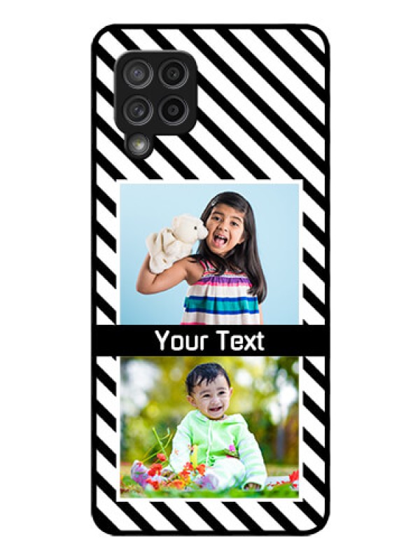 Custom Galaxy M42 5G Photo Printing on Glass Case - Black And White Stripes Design