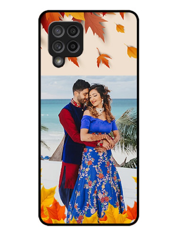 Custom Galaxy M42 5G Photo Printing on Glass Case - Autumn Maple Leaves Design