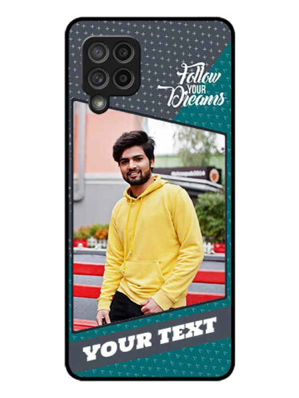 Custom Galaxy M42 5G Personalized Glass Phone Case - Background Pattern Design with Quote