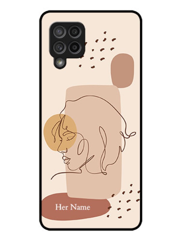 Custom Galaxy M42 5G Photo Printing on Glass Case - Calm Woman line art Design