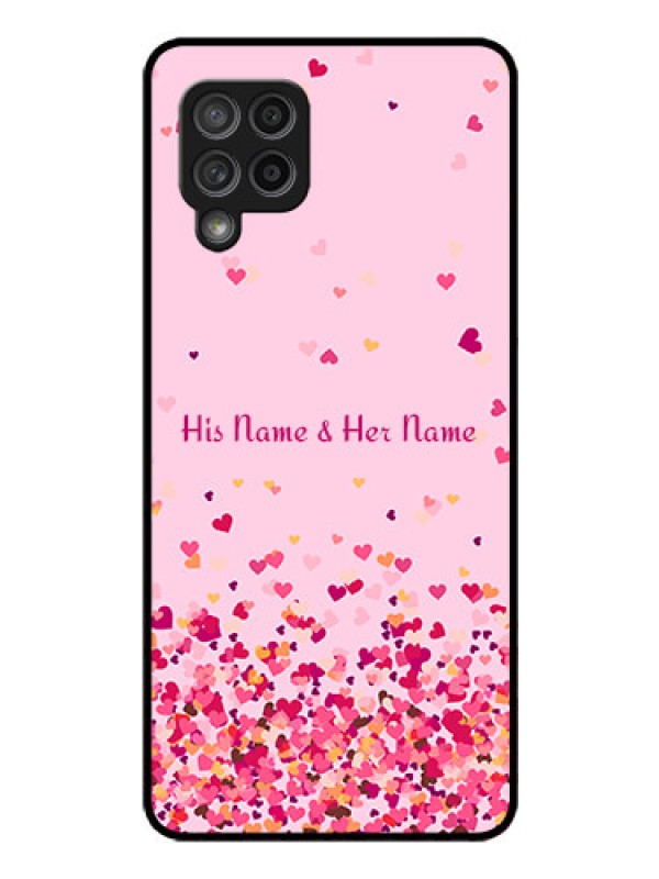 Custom Galaxy M42 5G Photo Printing on Glass Case - Floating Hearts Design
