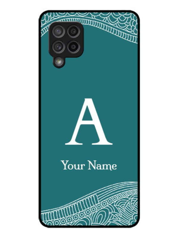 Custom Galaxy M42 5G Personalized Glass Phone Case - line art pattern with custom name Design