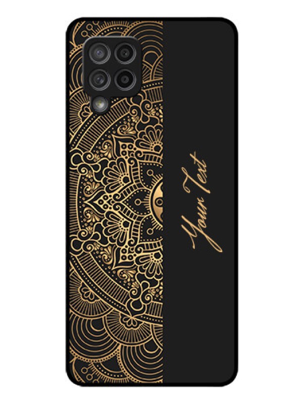 Custom Galaxy M42 5G Photo Printing on Glass Case - Mandala art with custom text Design