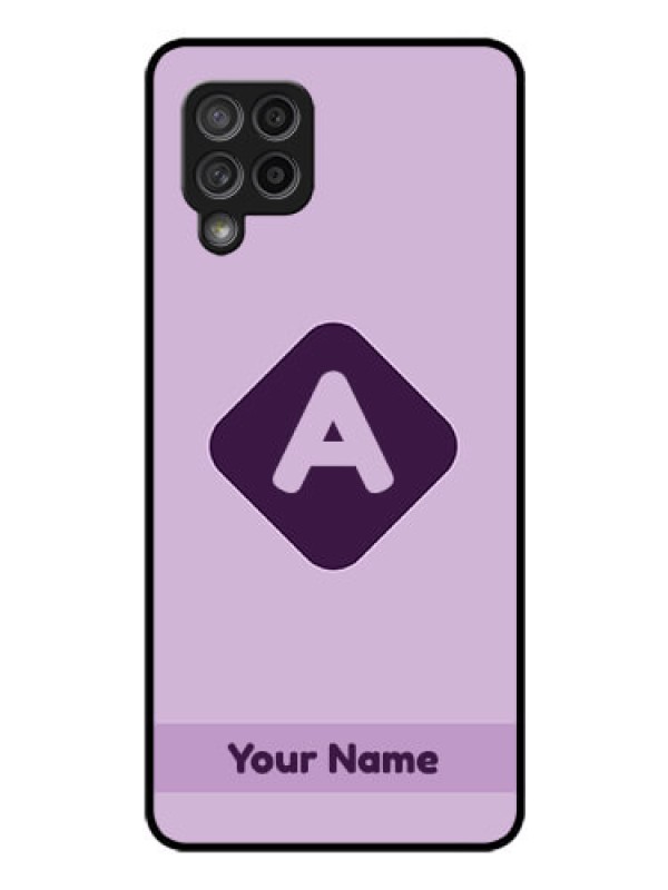 Custom Galaxy M42 5G Custom Glass Mobile Case - Custom Letter in curved badge Design