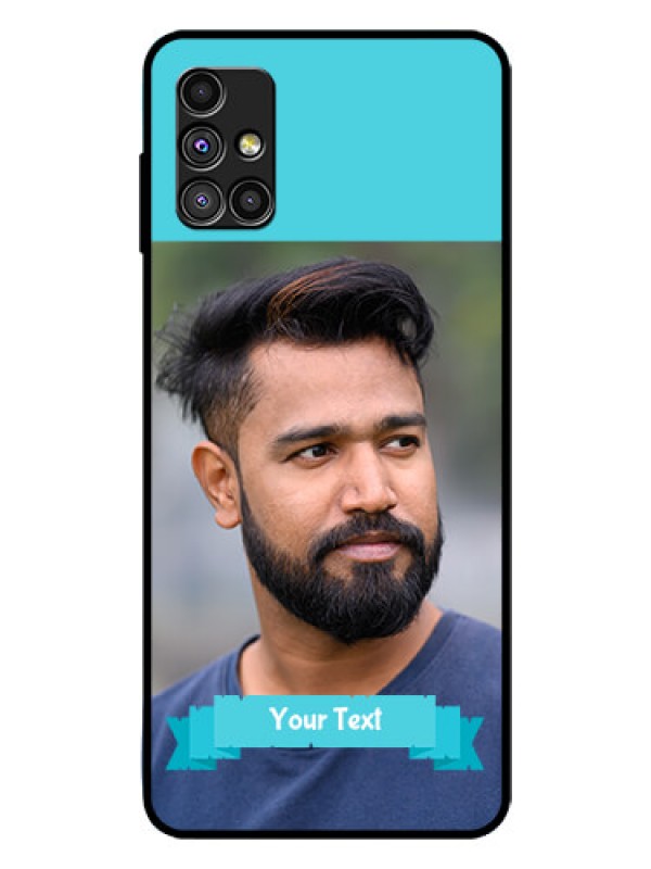 Custom Galaxy M51 Personalized Glass Phone Case  - Simple Blue Color Design