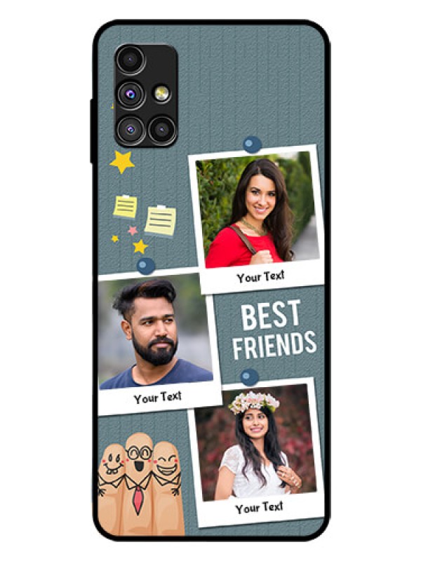 Custom Galaxy M51 Personalized Glass Phone Case  - Sticky Frames and Friendship Design