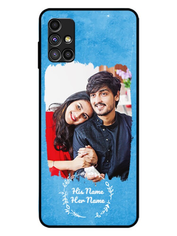 Custom Galaxy M51 Custom Glass Phone Case - Blue Color Vintage Design