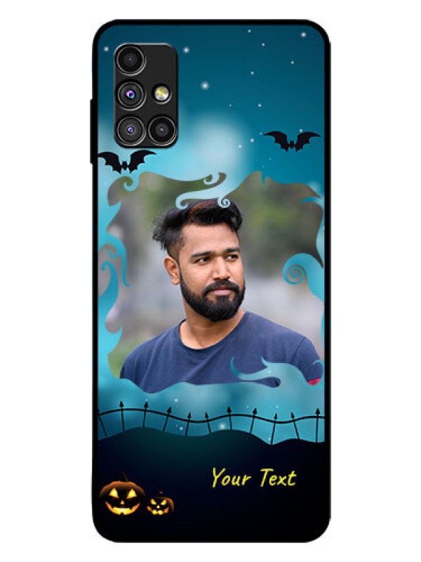 Custom Galaxy M51 Custom Glass Phone Case  - Halloween frame design