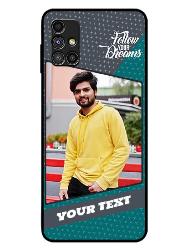 Custom Galaxy M51 Personalized Glass Phone Case  - Background Pattern Design with Quote
