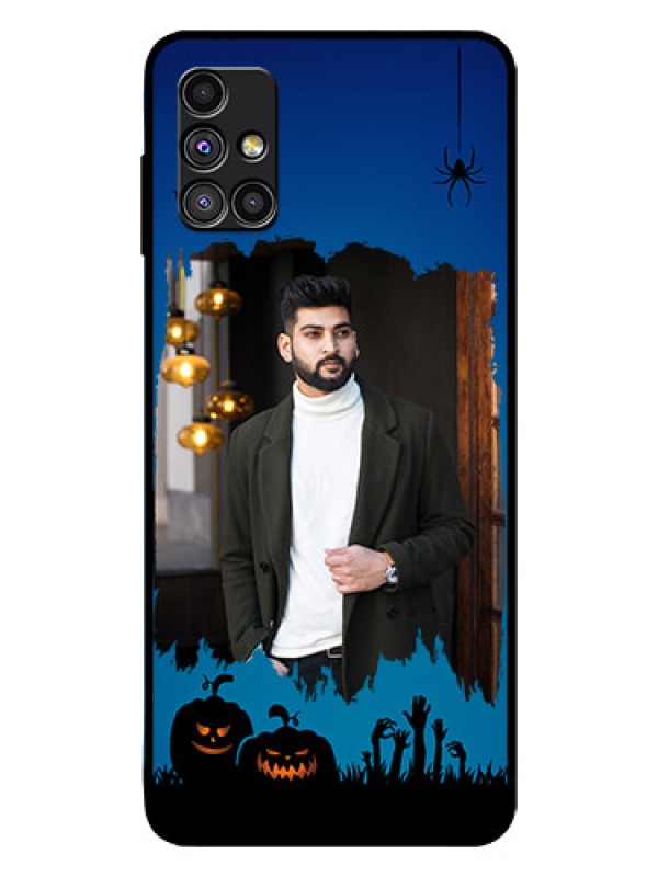 Custom Galaxy M51 Photo Printing on Glass Case  - with pro Halloween design 