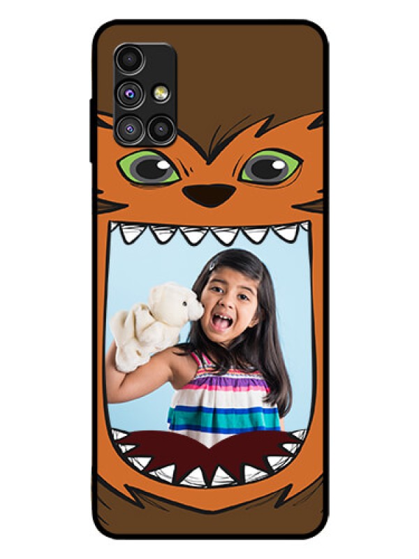 Custom Galaxy M51 Photo Printing on Glass Case  - Owl Monster Back Case Design