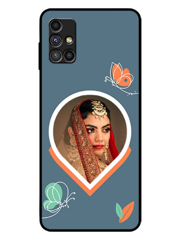Custom Galaxy M51 Custom Glass Mobile Case - Droplet Butterflies Design