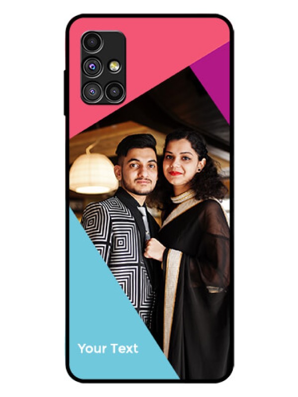 Custom Galaxy M51 Custom Glass Mobile Case - Stacked Triple colour Design