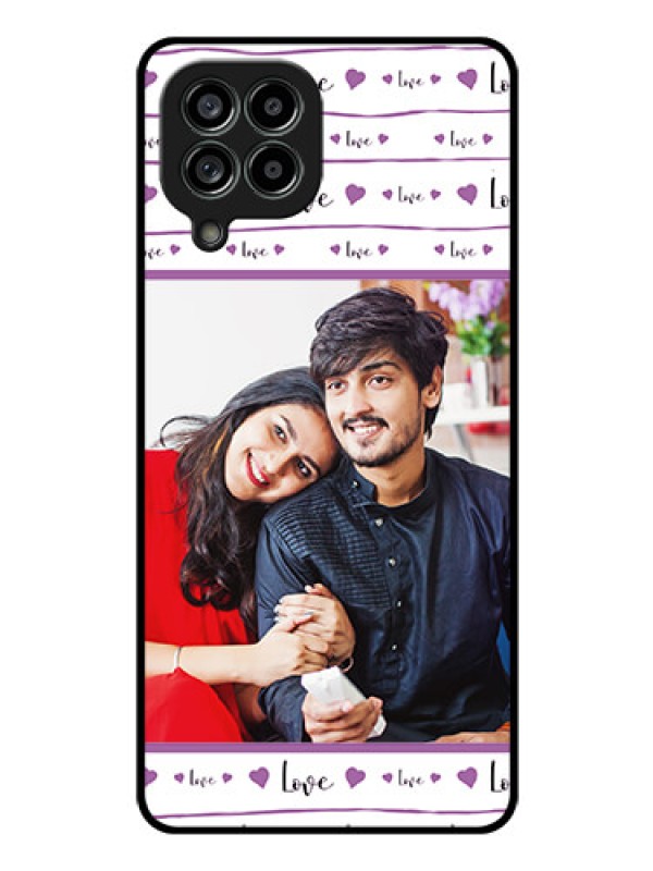 Custom Galaxy M53 5G Custom Glass Mobile Case - Couples Heart Design