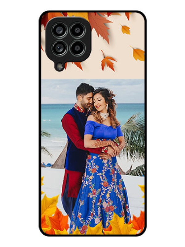Custom Galaxy M53 5G Photo Printing on Glass Case - Autumn Maple Leaves Design