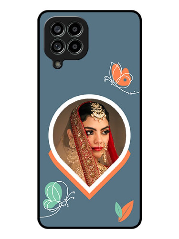 Custom Galaxy M53 5G Custom Glass Mobile Case - Droplet Butterflies Design