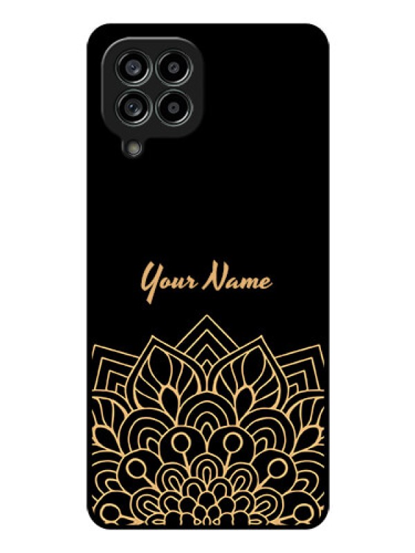 Custom Galaxy M53 5G Custom Glass Phone Case - Golden mandala Design